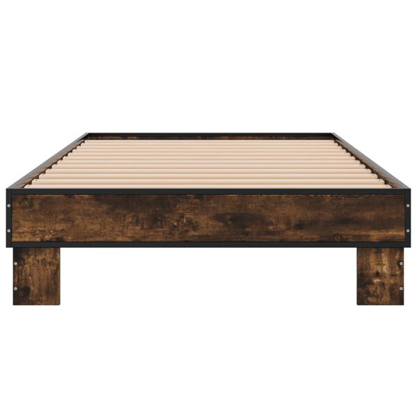vidaXL Bettgestell R&auml;uchereiche 90x200 cm Holzwerkstoff und Metall
