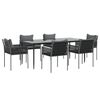 vidaXL 7-tlg. Garten-Essgruppe mit Kissen Poly Rattan und Stahl