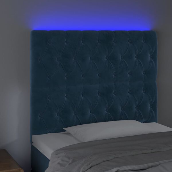 vidaXL LED Kopfteil Dunkelblau 90x7x118/128 cm Samt