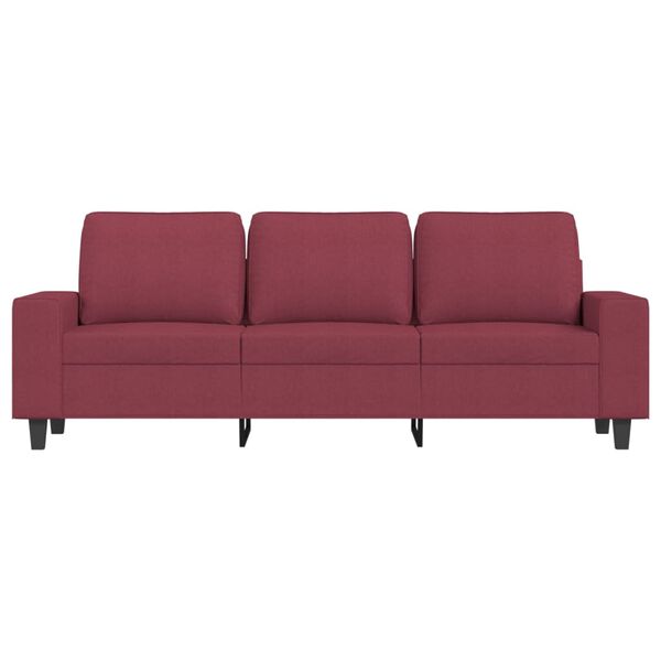vidaXL 3-Sitzer-Sofa mit Hocker Weinrot 180 cm Stoff