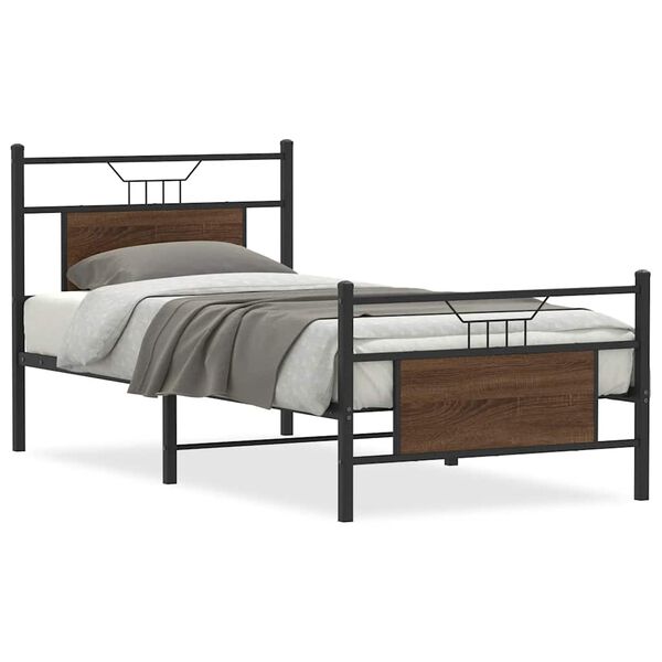 vidaXL Bettgestell ohne Matratze Braun Eiche 90x200 cm Holzwerkstoff