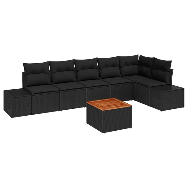 vidaXL Gartensofa-set mit Speicher 7 pcs Schwarz Poly-Rattan