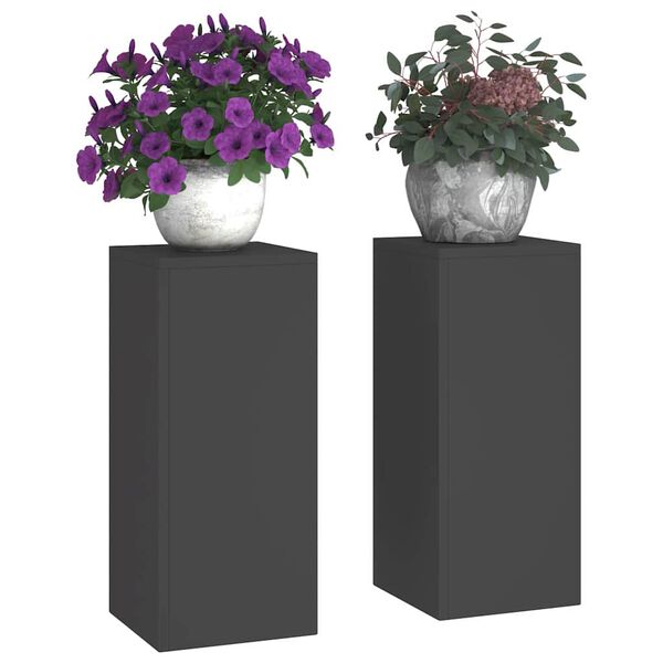 vidaXL Pflanzenst&auml;nder 2 pcs Schwarz 24 x 24 x 55 cm Stahl