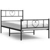 vidaXL Bettgestell mit Kopf- und Fu&szlig;teil Metall Schwarz 75x190 cm