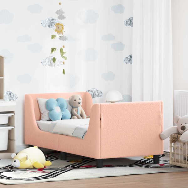 vidaXL Kinderbettgestell mit Kopfteil Rosa 70 x 140 cm Schafstoff