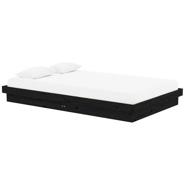 vidaXL Massivholzbett Schwarz 120x200 cm