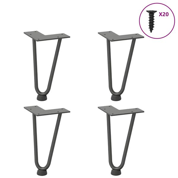 vidaXL Haarnadelbeine f&uuml;r Couchtisch 4 Stk. Anthrazit 20 cm Massivstahl