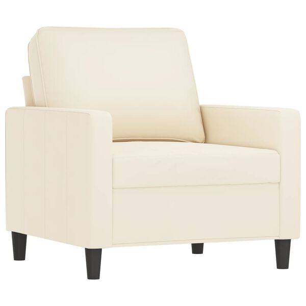 vidaXL 3-tlg. Sofagarnitur mit Kissen Creme Samt