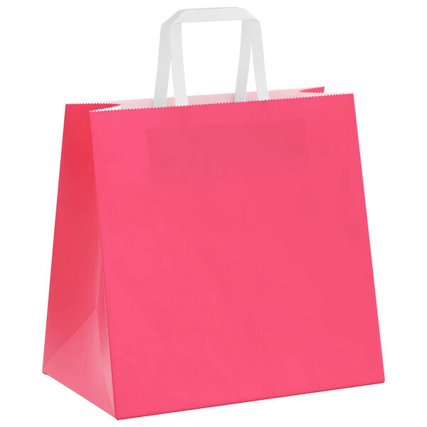 vidaXL Papiertragetaschen 50 Stk. mit Henkeln Rosa 26x17x25 cm