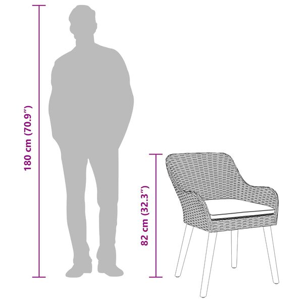 vidaXL Garten Essgruppe mit Kissen 7 pcs Schwarz Poly-Rattan