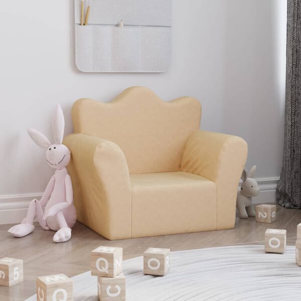 vidaXL Kindersofa Creme Weich Pl&uuml;sch