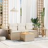 vidaXL 4-tlg. Garten-Sofagarnitur mit Kissen Beige Poly Rattan