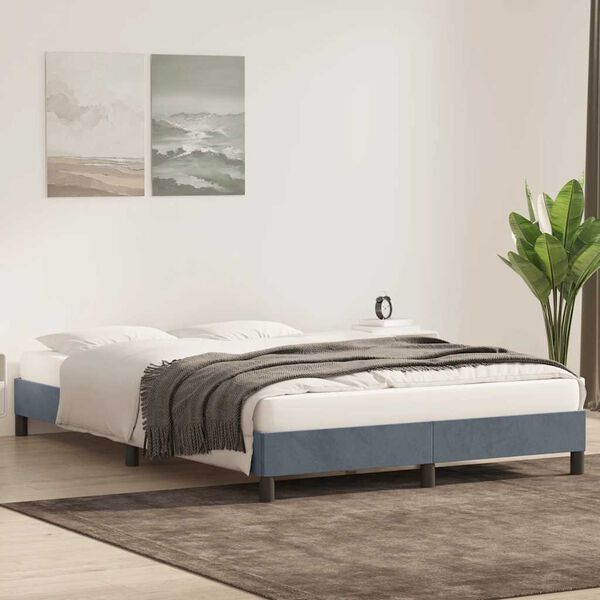 vidaXL Bettgestell ohne Matratze Dunkelgrau 160x210 cm Samt
