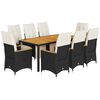 vidaXL 9-tlg. Garten-Bistro-Set mit Kissen Schwarz Poly Rattan