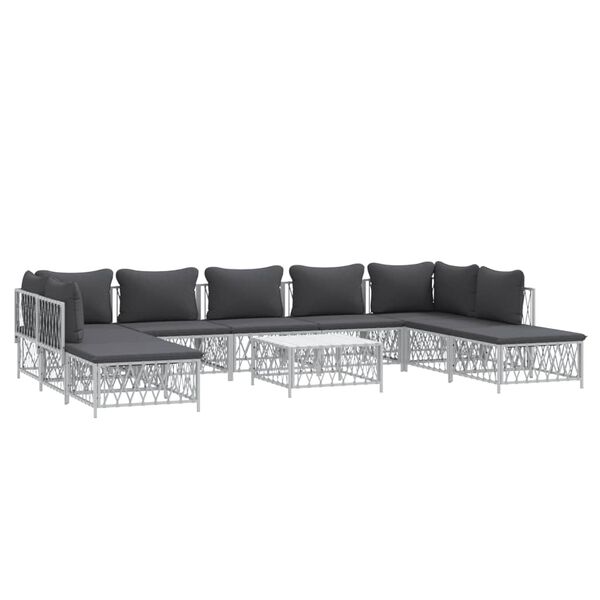 vidaXL 10-tlg. Garten-Lounge-Set mit Kissen Wei&szlig; Stahl