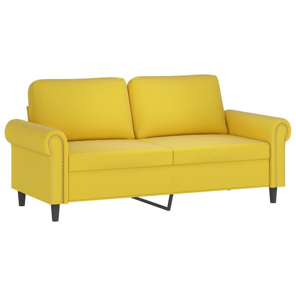 vidaXL 3-tlg. Sofagarnitur mit Kissen Gelb Samt