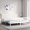 vidaXL Massivholzbett mit Kopfteil Wei&szlig; 200x200 cm