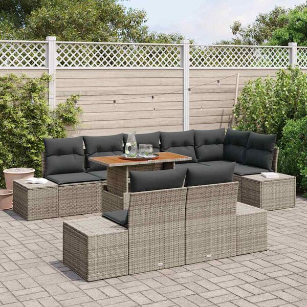 vidaXL Garten Essgruppe mit Kissen 9 pcs Grau und Braun
