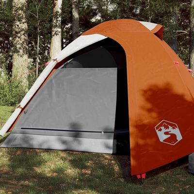 vidaXL Kuppel-Campingzelt 3 Personen Grau und Orange Wasserdicht