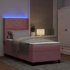vidaXL Boxspringbett mit Matratze mit LED Rosa 90 x 190 cm Samt