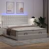 vidaXL Ottoman-Bett mit Matratzen & LEDs Reinwei&szlig; 180x200cm Kunstleder