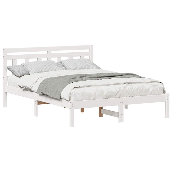 vidaXL Bettrahmen Wei&szlig; 135 x 190 cm Massives Kiefernholz