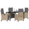 vidaXL Garten Essgruppe mit Kissen 5 pcs Beige Poly-Rattan