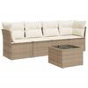 vidaXL 5-tlg. Garten-Sofagarnitur mit Kissen Beige Poly Rattan