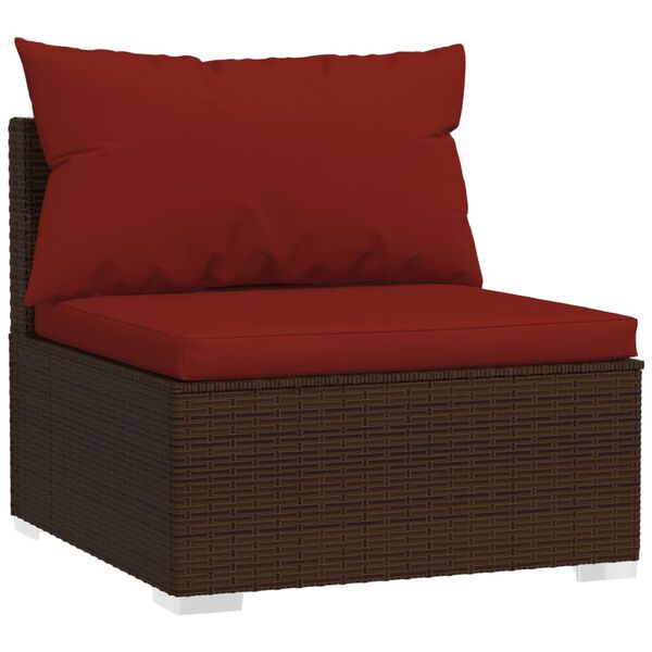 vidaXL 2-tlg. Garten-Lounge-Set mit Kissen Poly Rattan Braun