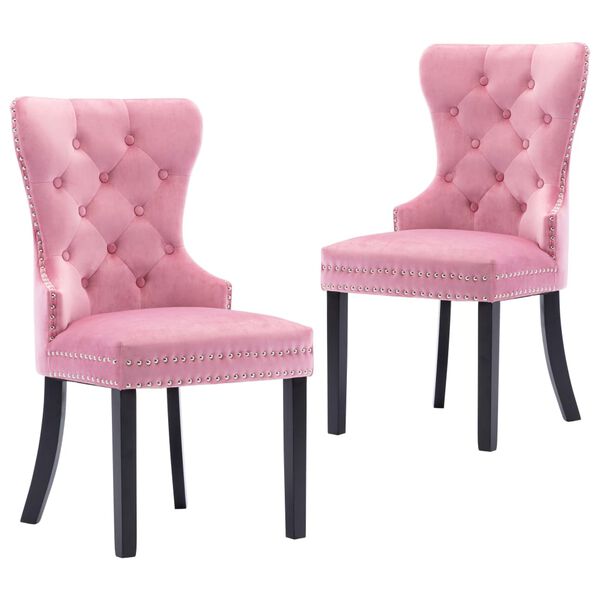 vidaXL Esszimmerst&uuml;hle 2 Stk. Rosa Samt