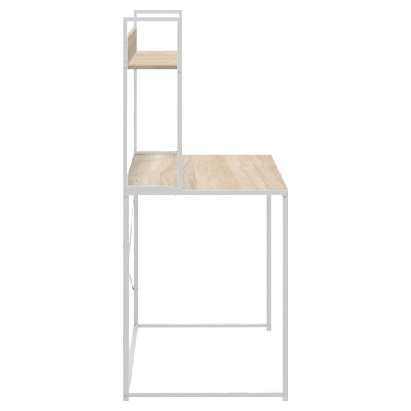 vidaXL Computertisch Wei&szlig; und Eiche-Optik 110x60x138 cm Spanplatte