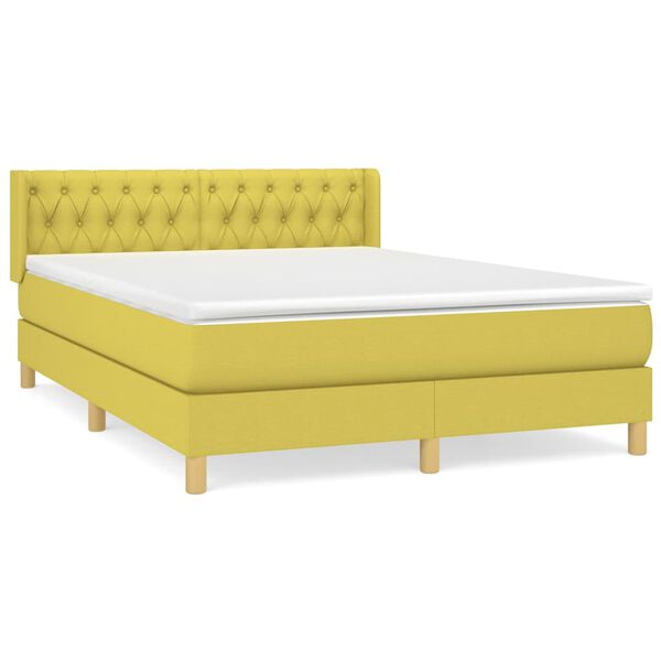 vidaXL Boxspringbett mit Matratze Gr&uuml;n 140x200 cm Stoff