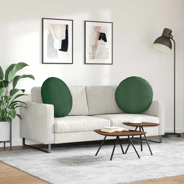 vidaXL Sitzkissen 2 pcs Dunkelgr&uuml;n &Oslash; 60 cm Cordstoff