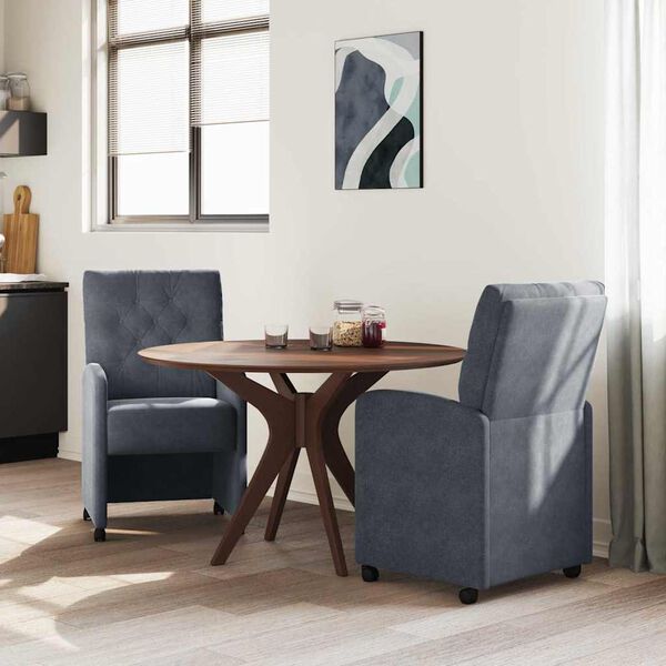 vidaXL Esszimmerst&uuml;hle mit Rollen 2 pcs Dunkelgrau 58 x 67 x 97 cm