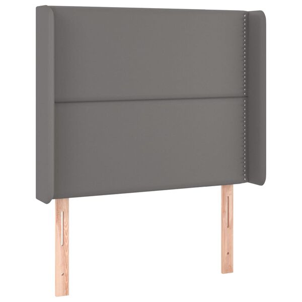 vidaXL LED Kopfteil Grau 103x16x118/128 cm Kunstleder