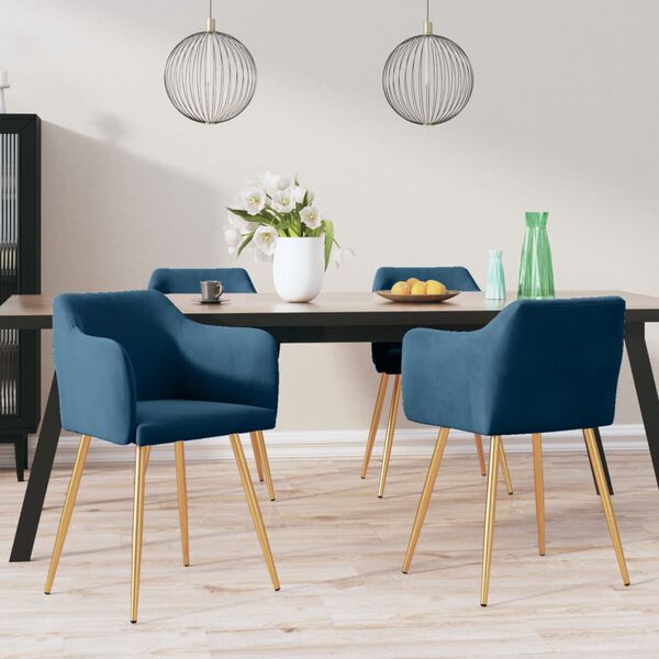 vidaXL Esszimmerst&uuml;hle 4 Stk. Blau Samt