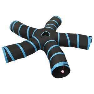 vidaXL Katzentunnel 5-Wege Schwarz und Blau 25 cm Polyester