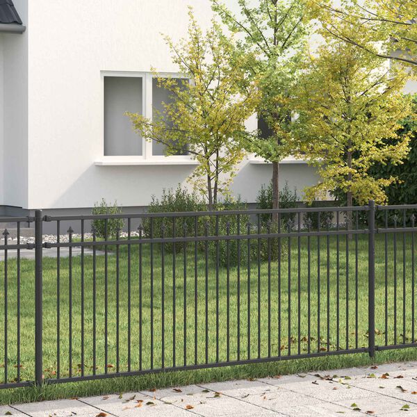 vidaXL Spitzenzaun Schwarz 200 x 130 cm Pulverbeschichteter Stahl