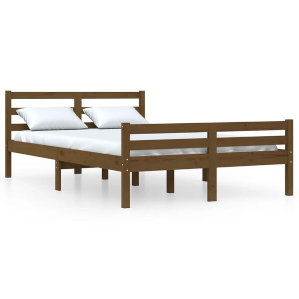 vidaXL Massivholzbett Honigbraun 120x190 cm