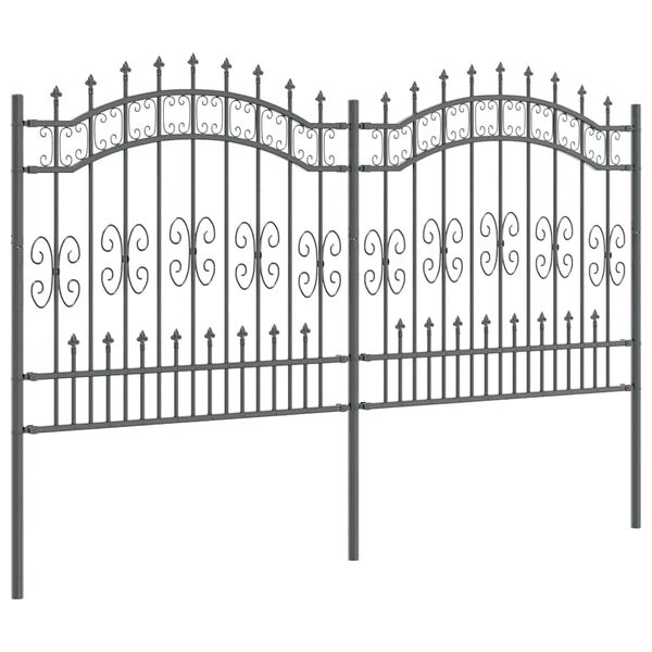 vidaXL Gartenzaun Grau 240 x 166 cm Pulverbeschichteter Stahl
