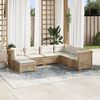 vidaXL 7-tlg. Garten-Sofagarnitur mit Kissen Beige Poly Rattan