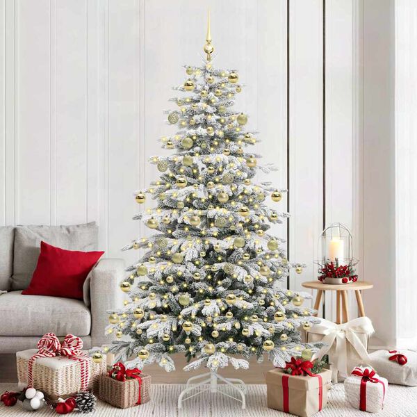 vidaXL K&uuml;nstlicher klappbarer Weihnachtsbaum Wei&szlig; 210 cm PE und PVC