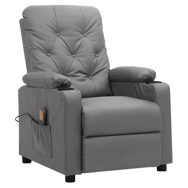 vidaXL Massagesessel Grau Kunstleder