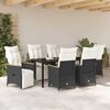 vidaXL Garten Essgruppe mit Kissen 7 pcs Schwarz Poly-Rattan