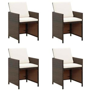 vidaXL Gartenst&uuml;hle mit Kissen 4 Stk. Poly Rattan Braun