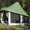 vidaXL Familien-Tipi-Zelt Tipi mit Dach Gr&uuml;n 404 x 370 x 270 cm