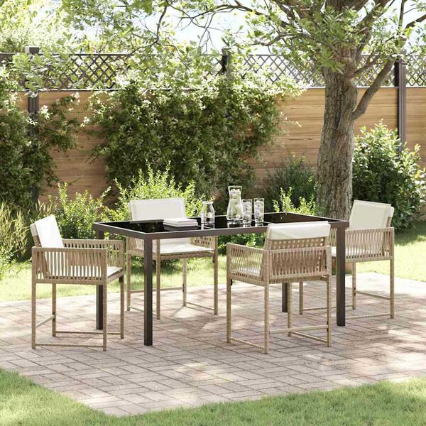vidaXL Garten Essgruppe 5 pcs Beige Poly-Rattan