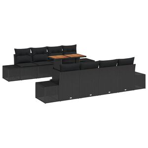 vidaXL Gartensofa-set 9 Stk. Schwarz Poly-Rattan
