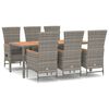 vidaXL 7-tlg. Garten-Essgruppe mit Kissen Grau Poly Rattan