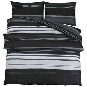 vidaXL Bettw&auml;sche-Set Schwarz Gestreift 240x220 cm Baumwolle